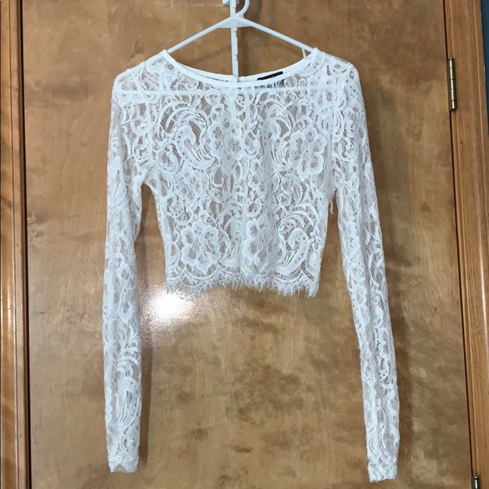 Two piece formal dress, white top, black skirt